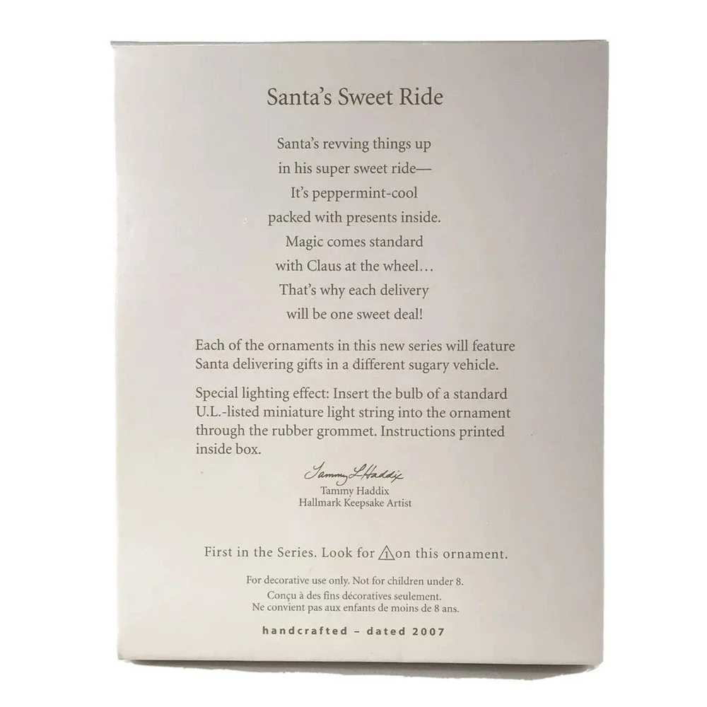 Hallmark Keepsake Ornament 2007 Santas Sweet Ride Light 1 In Series Candy‎ Baker